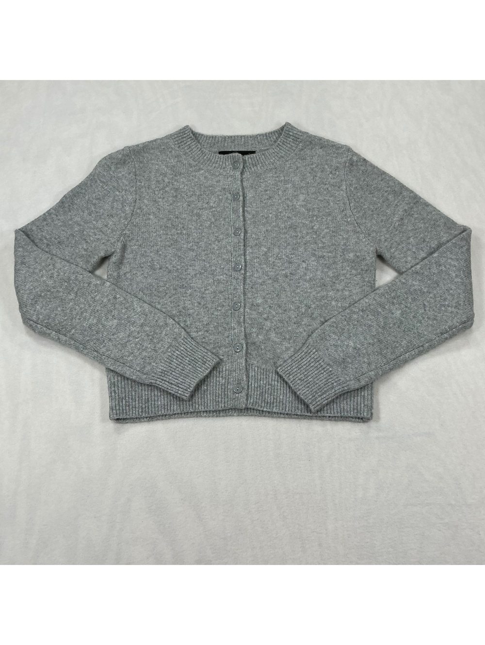 Almost Famous Gray Button-Up Cropped Cardigan Sweater Size S